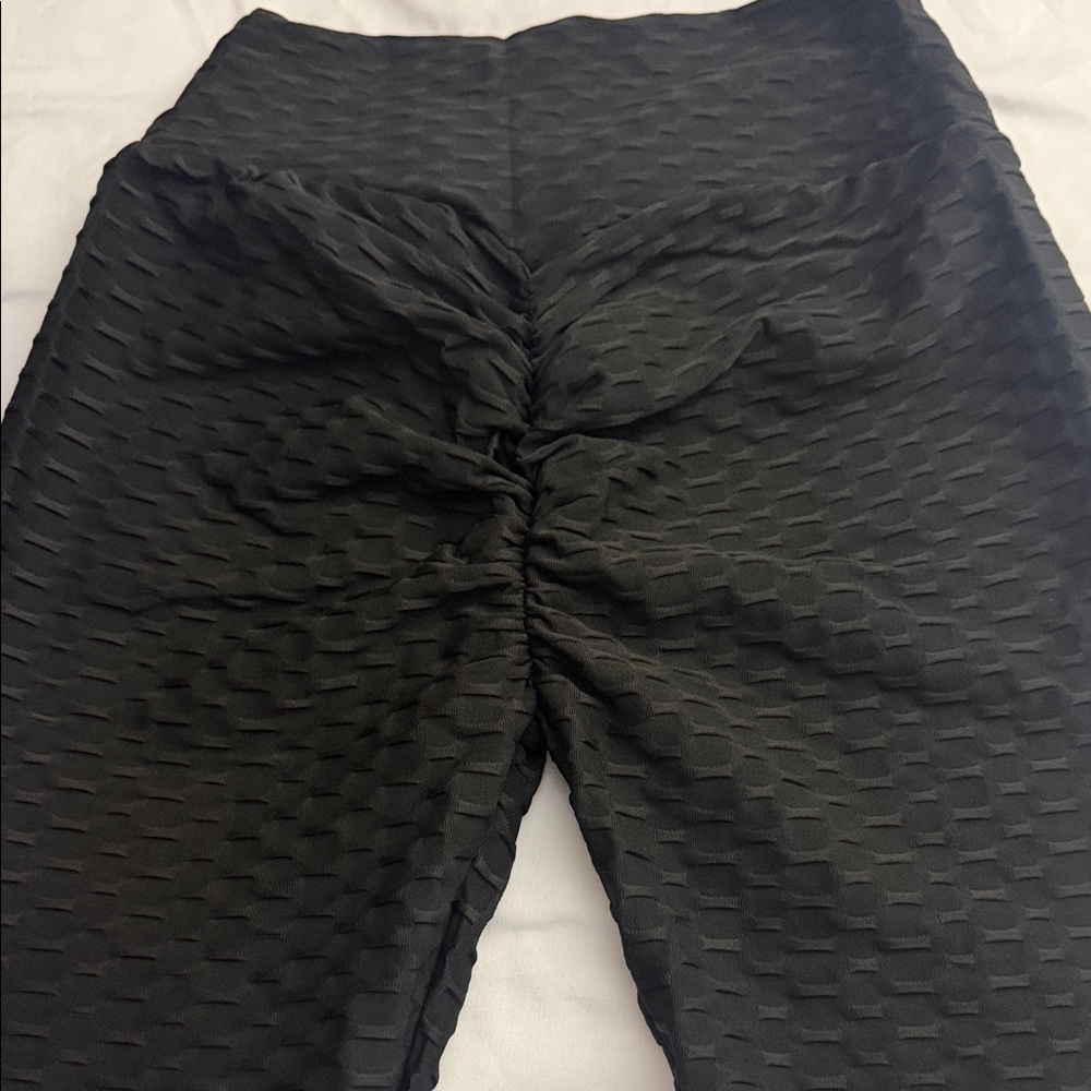 Black Ruched Detail Leggings - Women